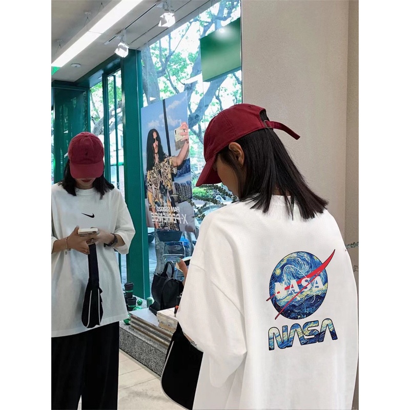 Áo Thun Cotton Tay Ngắn In Hình Hành Tinh Và Chữ N1KE Plus Size Unisex