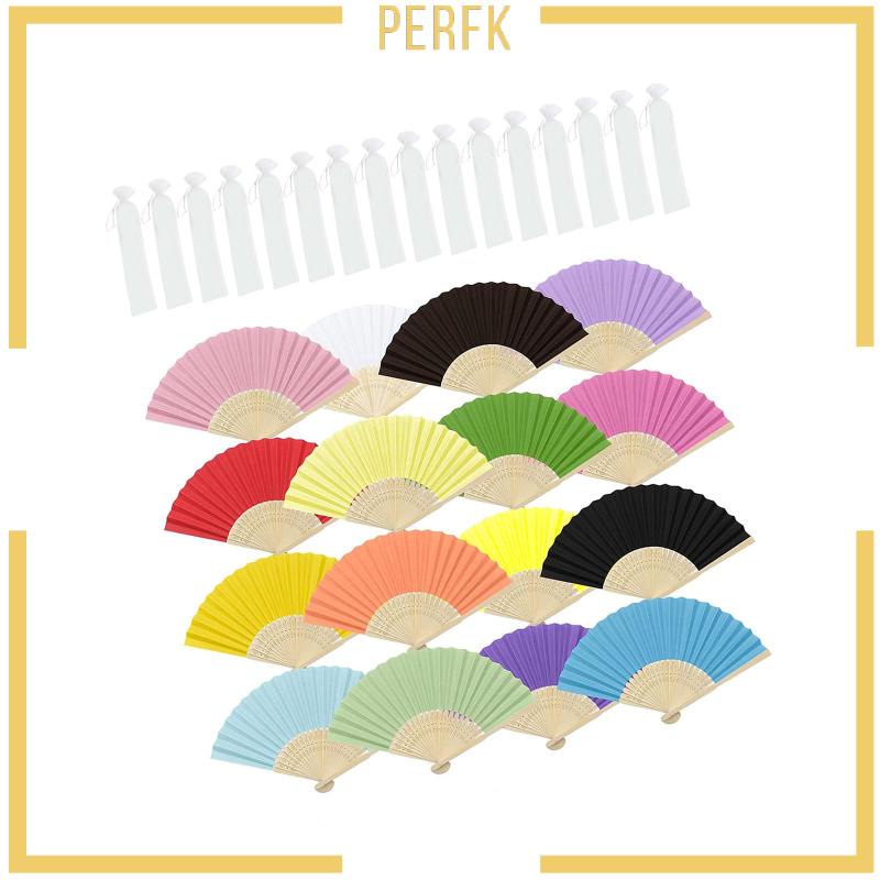 Bộ 16 Quạt Giấy Gấp Cầm Tay Màu Trơn Cho Nhà Thờ