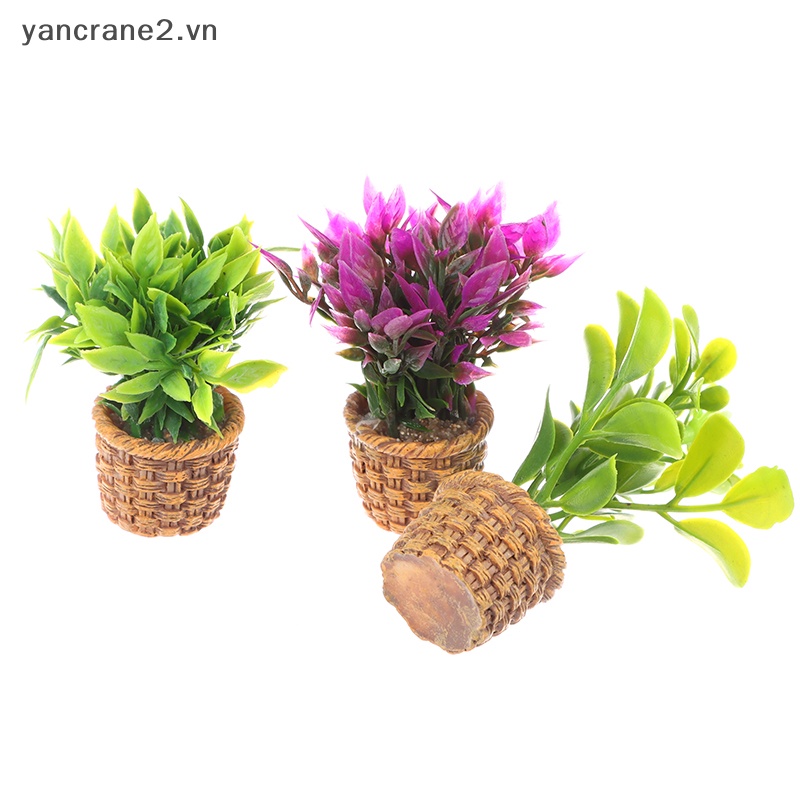 Chậu Hoa Phong Lan Tím Bằng Tre Tỷ Lệ 1: 12 Trang Trí Nhà Búp Bê / Tiểu Cảnh / Chậu Cây Cảnh / Nhà Búp Bê 1: 12