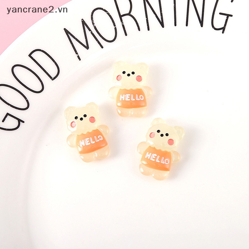 Bộ 2 Gấu Bông Mini Bằng Nhựa Phát Sáng DIY Trang Trí Nhà Búp Bê Hoạt Hình {yancrane2.vn}