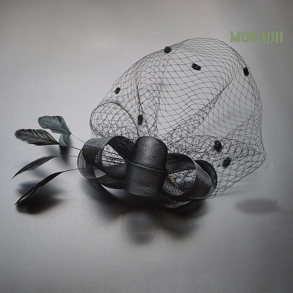 Kẹp Tóc Hình Nón Phối Mạng Che Mặt Lông Vũ Phong Cách Cổ Điển Thời Trang Cho Nữ