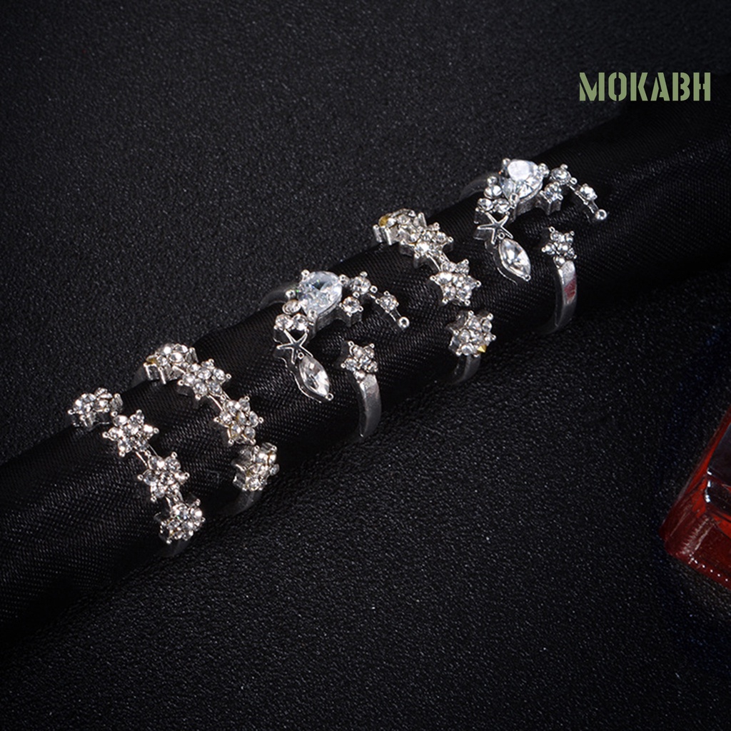 Set 5 Nhẫn Hợp Kim Đính Đá Trọng Lượng Nhẹ