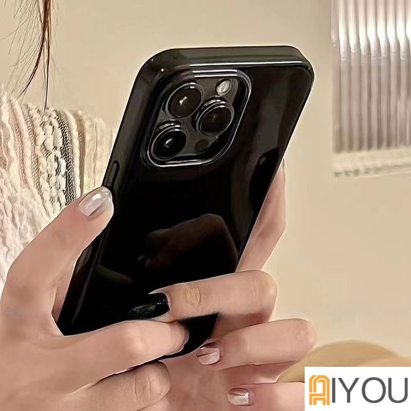 Ốp Điện Thoại Chống Sốc Màu Đen Bóng Cao Cấp Cho Iphone 14 PM 13 11/12promax7/8Plus Xr/x