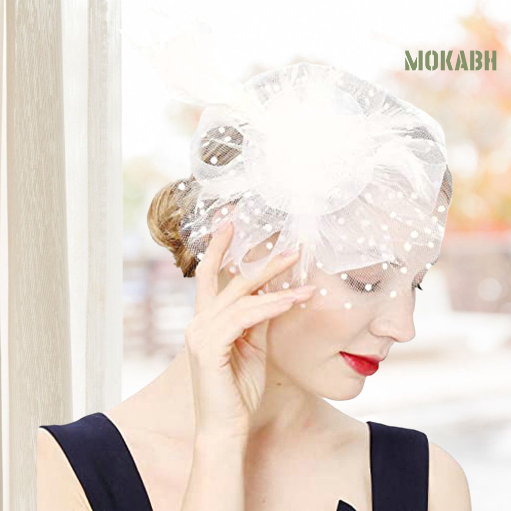 Kẹp Tóc Dạng Lưới Hình Hoa / Lông Vũ / Hạt Cườm / Chấm Bi Bằng Kim Loại Trang Trí Tóc Dự Tiệc