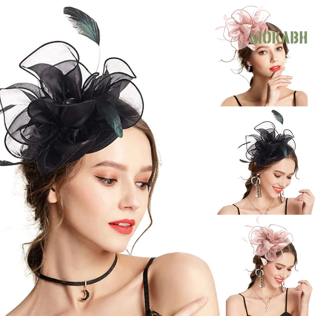 [Mokabh] Kẹp Tóc Hình Lông Vũ Siêu Nhẹ Không Phai Màu Dễ Phối Đồ Phong Cách Retro Thanh Lịch Dễ Phối Đồ Dành Cho Cô Dâu