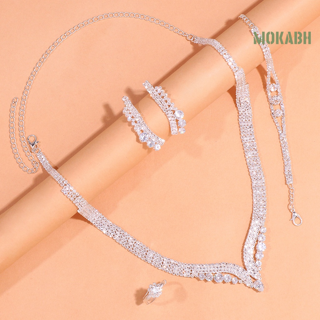 1 Bộ Trang Sức Đính Đá Lấp Lánh Sang Trọng Cho Cô Dâu