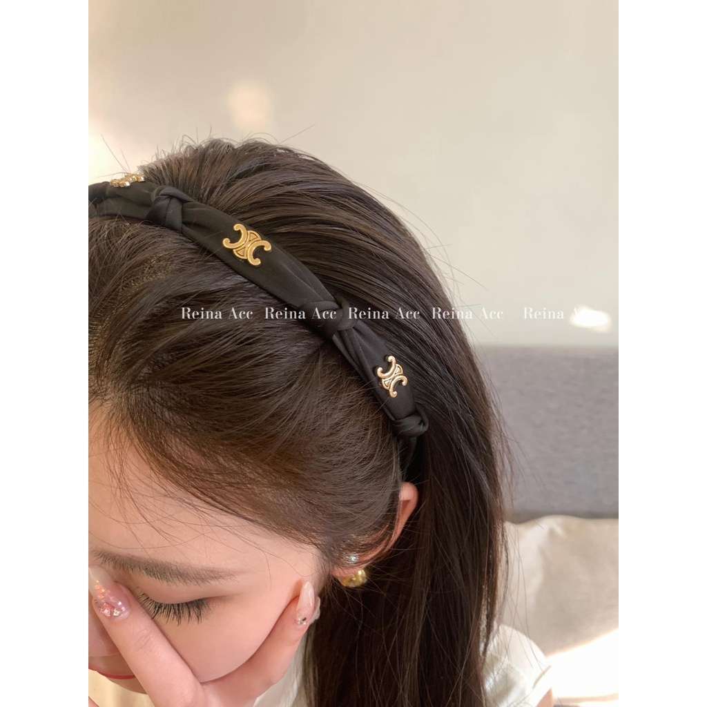 Băng Đô Cài Tóc Satin Màu Đen Thời Trang Xuân Hè 2023 Cho Nữ
