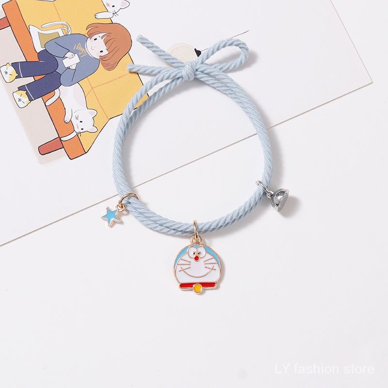 Vòng Tay Dây Cao Su Khóa Nam Châm Mặt Hình Doraemon Phong Cách Hàn Quốc Cho Cặp Đôi