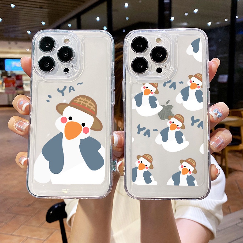 Ốp Điện Thoại TPU Mềm Chống Sốc Bảo Vệ Ống Kính Họa Tiết Chú Vịt Cho Iphone 14 Plus 13 Pro Max 12 11 X Xs Xr 8 7