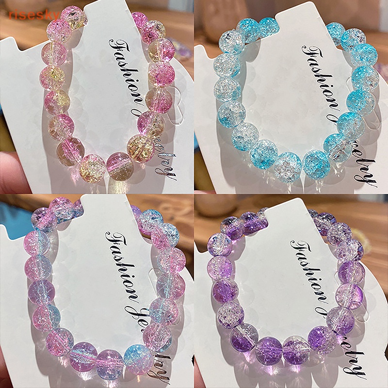Vòng Tay Chuỗi Hạt Pha Lê Mặt Kính Tròn Thời Trang Cho Nữ