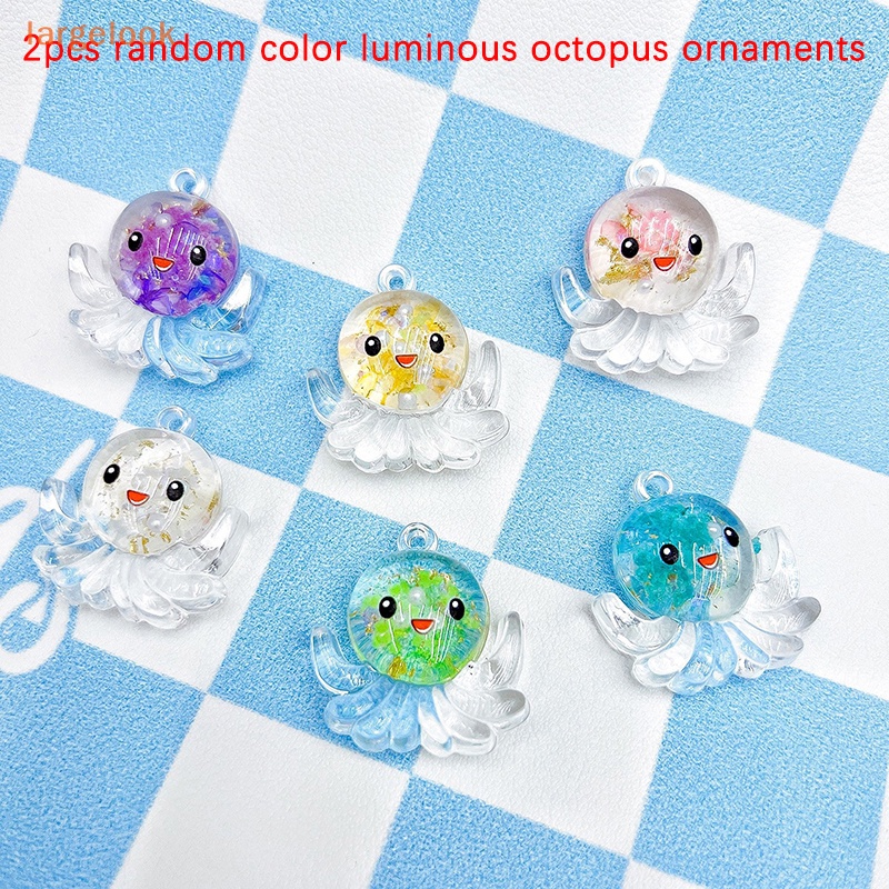 Bộ 2 Tượng Bạch Tuộc Mini Phát Sáng Trong Suốt Dùng Trang Trí