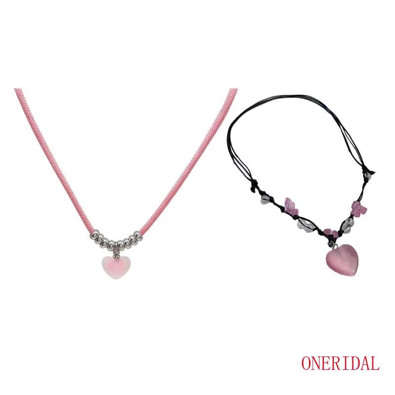 Vòng cổ Mặt Hình Trái Tim Màu Hồng Xinh Xắn Cho Nữ