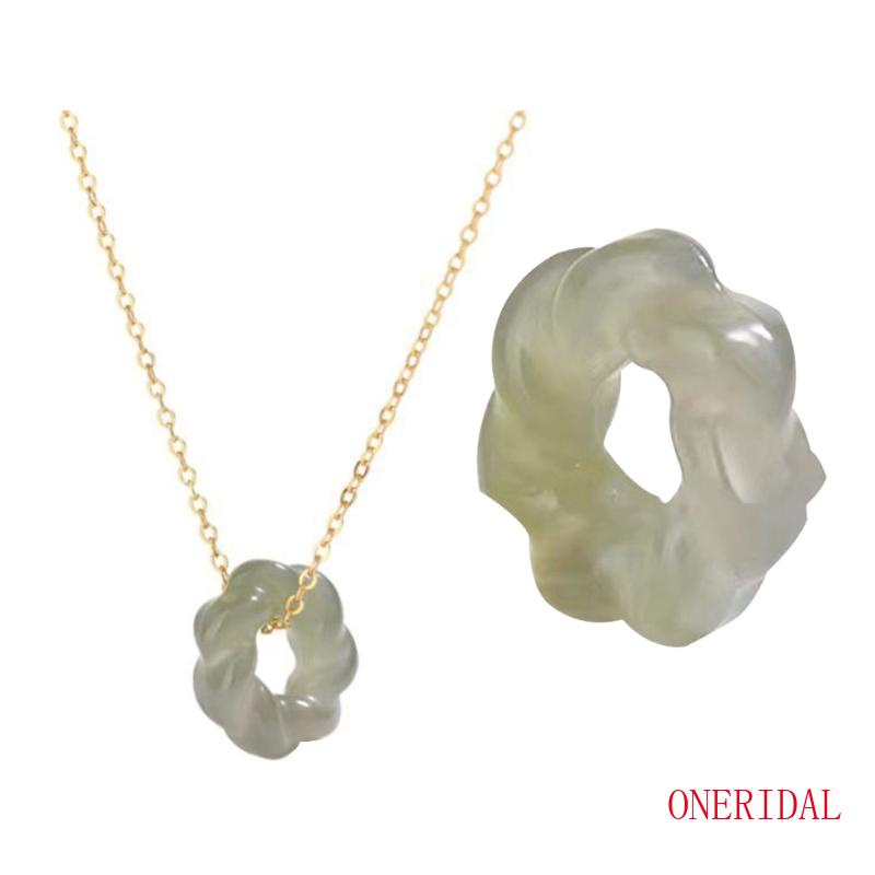 Vòng cổ Mặt Đá Ngọc Bích Màu Xanh Lá Tự Nhiên Phong Cách Trung Hoa