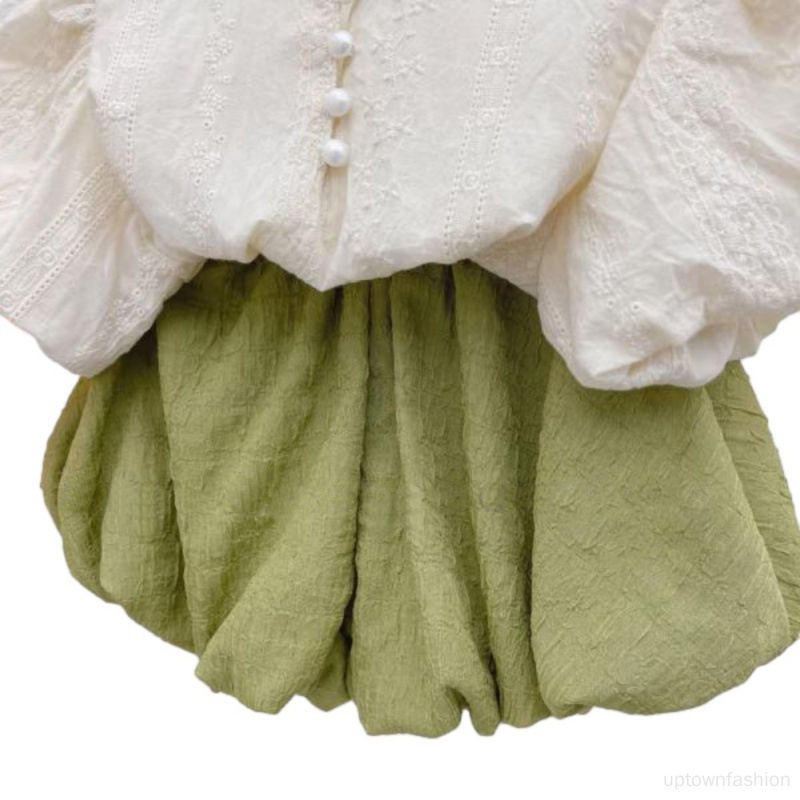 Bộ Áo Tay Phồng + Quần Dài Thời Trang Mùa Hè Dễ Thương Cho Bé Gái