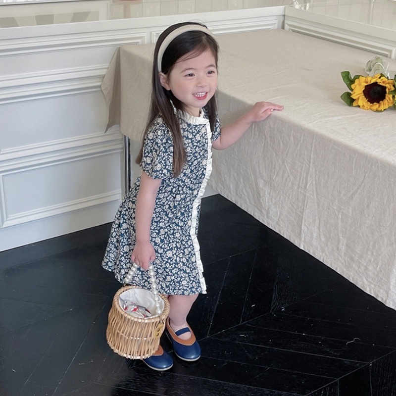 Đầm Công Chúa Mùa Hè Tay Phồng Tinh Tế Thân Thiện Với Da Thoáng Khí Cho Bé Gái 3-8 Tuổi