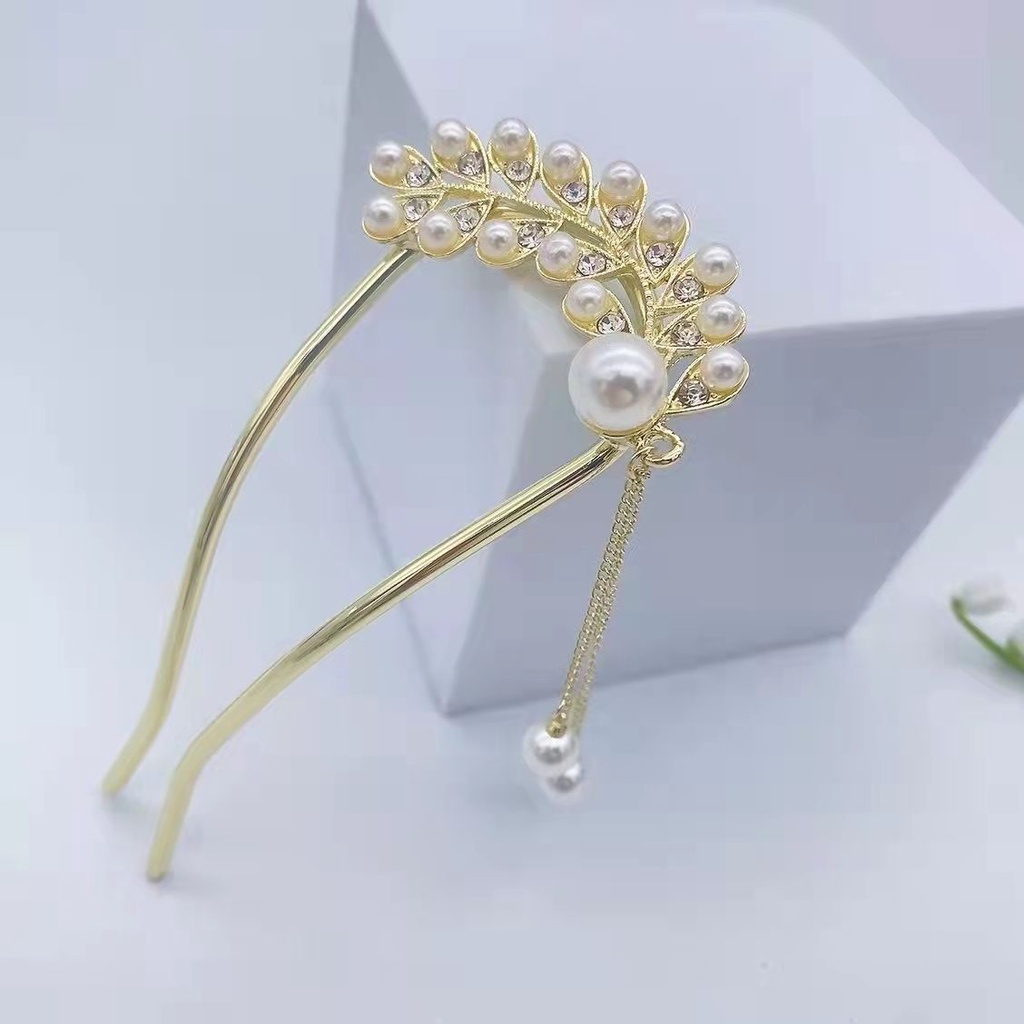 Trâm Cài Tóc Chữ u Bằng Kim Loại Đính Ngọc Trai Giả Phong Cách Trung Hoa Cổ Điển Sang Trọng Thời Trang Năm 2023