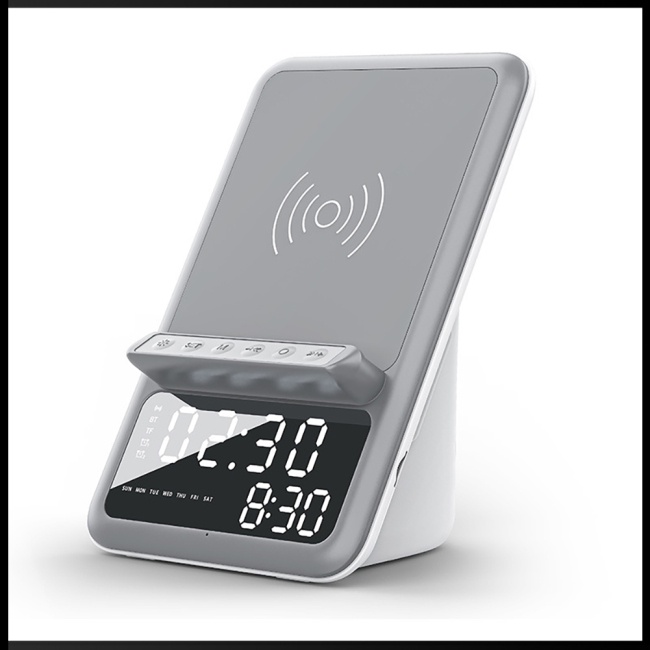 Loa Bluetooth Không Dây Kiêm Đế Sạc Điện Thoại Kiêm Đồng Hồ Báo Thức