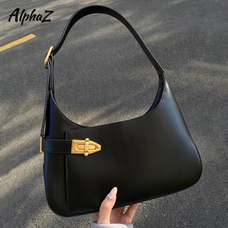 Alphaz Túi Xách Đeo Vai Màu Trơn Phong Cách retro Đơn Giản Dễ Phối Đồ Thời Trang Cho Nữ