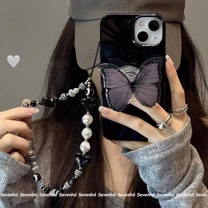 Ốp Điện Thoại Silicone Mềm Nền Đen In Hình Bướm Đơn Giản Cho iPhone 14 13 12 11 Pro Max X XR Xs Max 8 7 6 6s Plus SE 2020