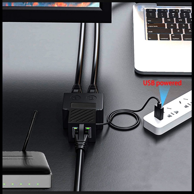 Bộ Chia Mạng 1 Sang 2 Cat7 Rj45 Cho Máy Tính