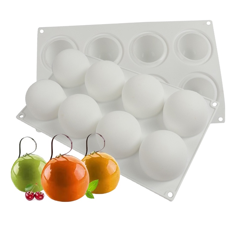 Khuôn silicone 8 Ngăn Làm Bánh mousse / chocolate / Tráng Miệng diy