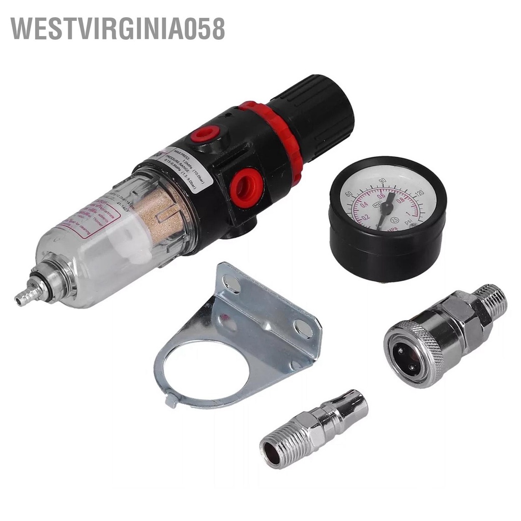 Westvirginia058 1/4in Áp Suất Khí Nén Bộ Lọc Điều Chỉnh Tách Dầu Nước Có Giá Đỡ Đồng Hồ Đo AFR2000