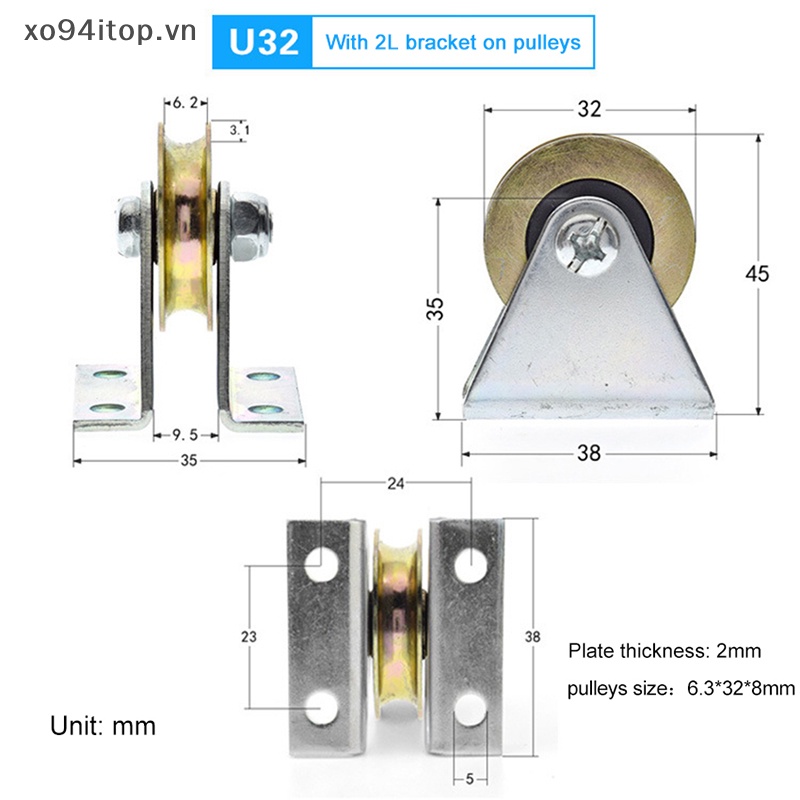 1 Bộ Bánh Xe Ròng Rọc 6mm 6.4 * 32 * 8 Chất Lượng Cao