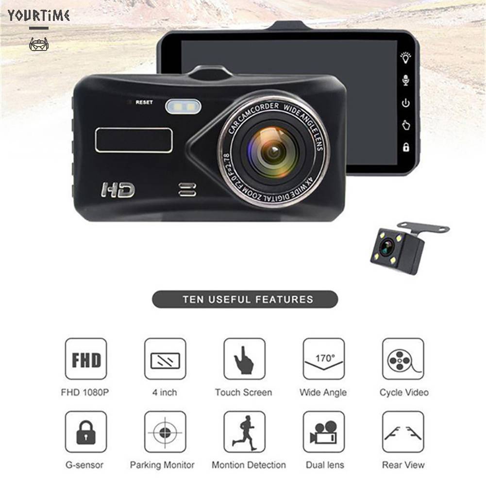 Camera Chiếu Hậu Ống Kính Kép DVR APP Interlink 4 Inch Tự Động Với Cảm Biến G Cho Xe Hơi