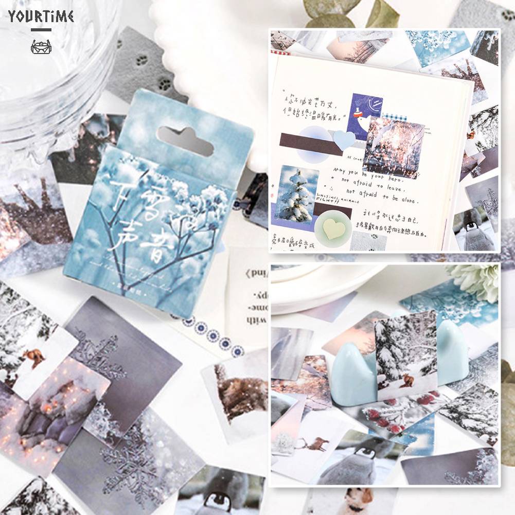 Set 46 Miếng Dán Trang Trí Album DIY Hình Phong Cảnh Mùa Đông Sáng Tạo