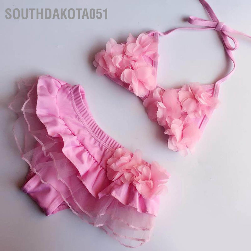Southdakota051 Áo Tắm Trẻ Em Tập Đi Đồ Bơi Bé Gái 2 Mảnh Bikini Hoa Trang Phục Biển Mùa Hè