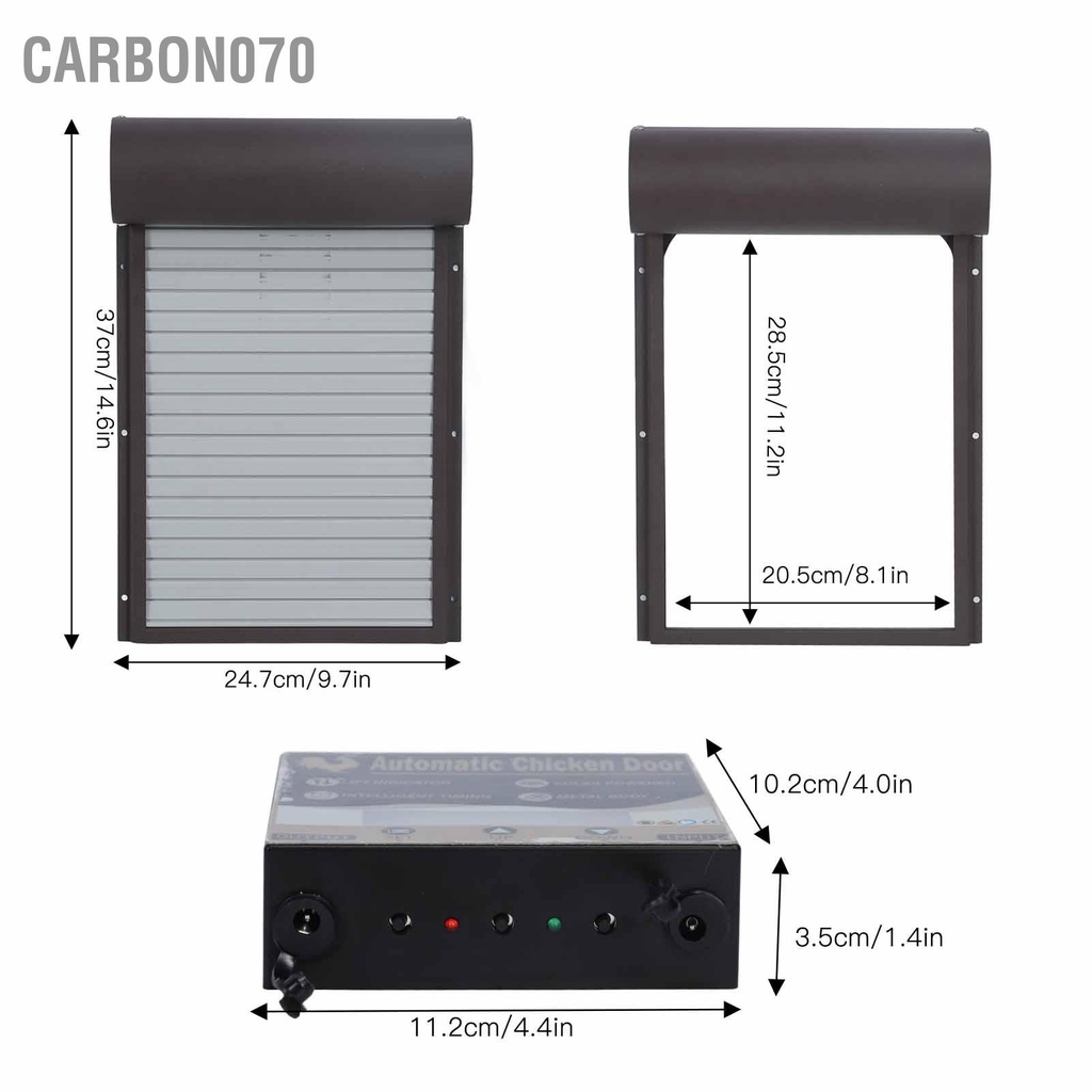 Carbon070 Cửa Chuồng Gà Tự Động Chạy Bằng Năng Lượng Mặt Trời Màn Cuốn Kim Loại Nhà Có Hẹn Giờ Cho Vịt Gia Cầm