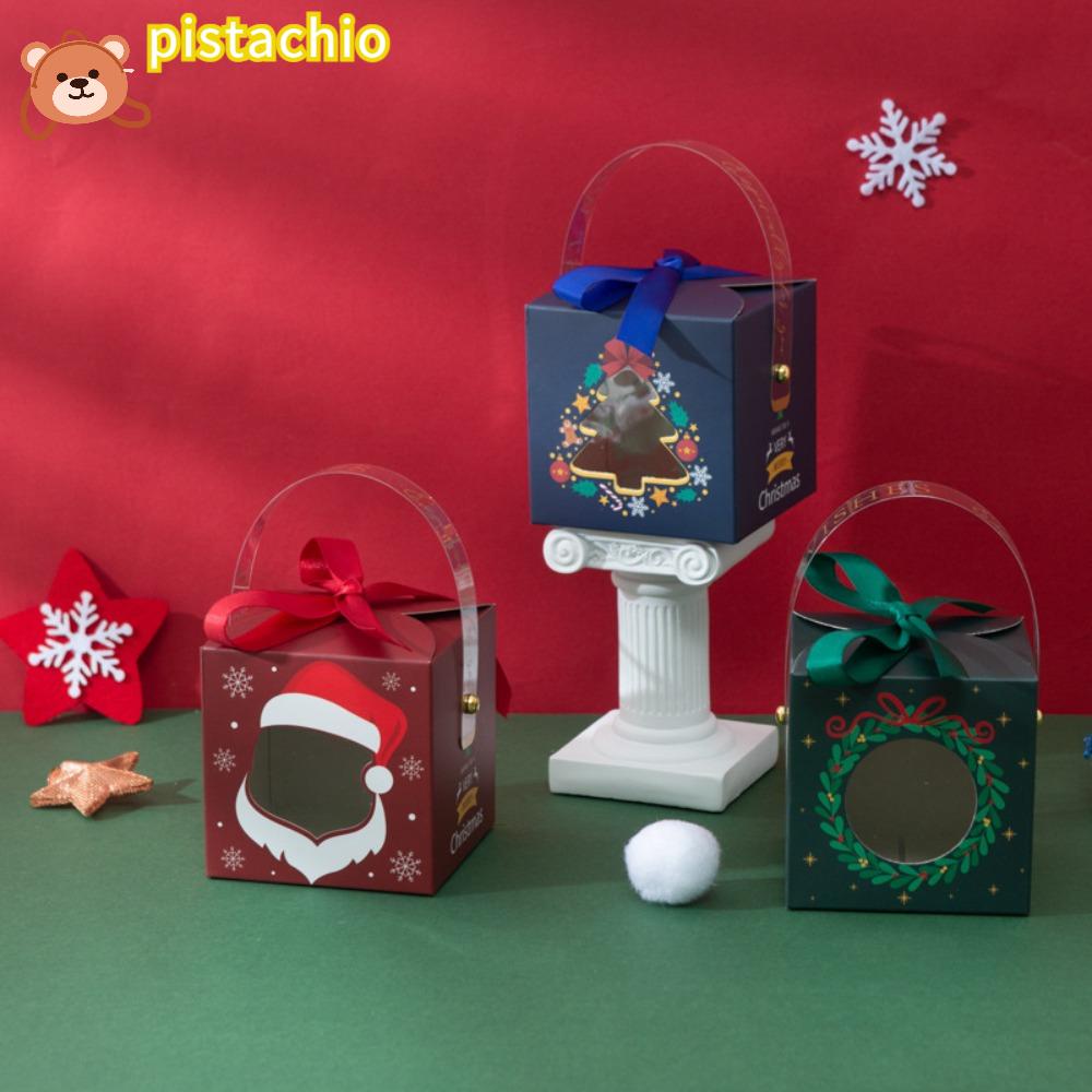 Set 5 Túi Giấy Đựng Bánh Kẹo Có Tay Cầm Cửa Sổ Dùng Làm Quà Tặng Giáng Sinh DIY