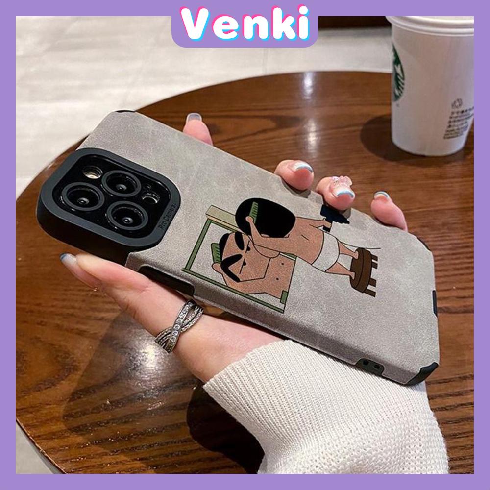 VENKI - Cho iPhone 11 Ốp Lưng Da Học Sinh Da Lộn Mềm Chống Sốc Ốp Điện Thoại Camera Nhân Vật Hoạt Hình Đơn Giản Dễ Thương Tương Thích Với iPhone 14 13 Pro max 12 Pro max xr xs 7 8