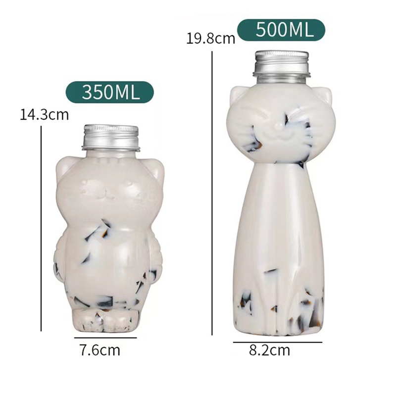Bình Đựng Nước Ép / Trà Sữa / Nước Ép Bằng Nhựa Trong Suốt Hình Mèo Dễ Thương