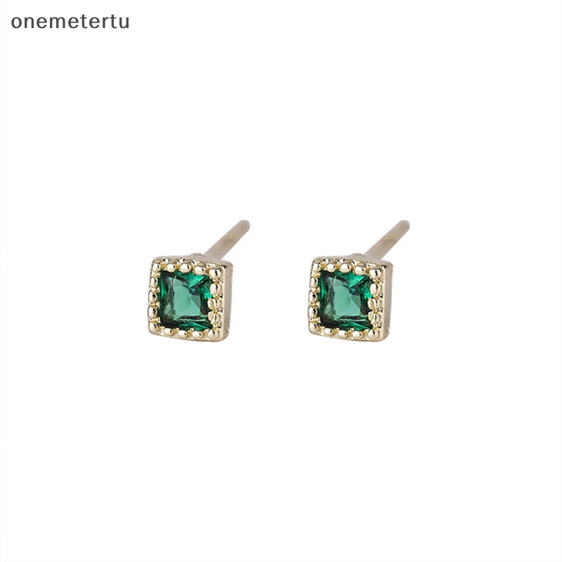 Hoa Tai Đính Đá Zircon Hình Vuông Màu Sắc Ngọc Lục Bảo Dành Cho Nữ