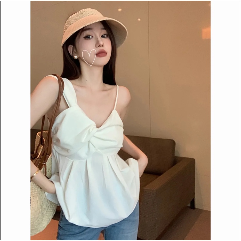 Áo Hai Dây Màu Đen Lệch Vai Quyến Rũ Hợp Thời Trang Hè Cho Nữ