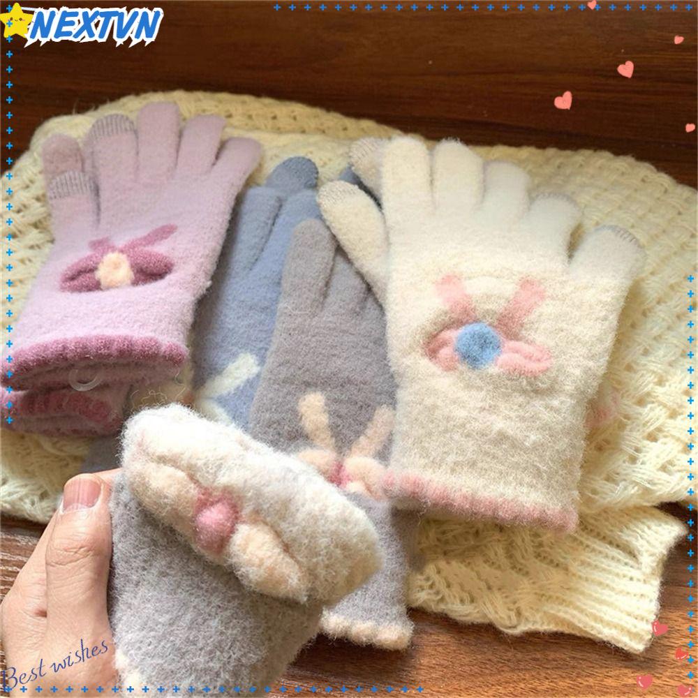 Găng Tay Mùa Đông Ấm Áp Đính Nơ Dễ Thương Cho Học Sinh