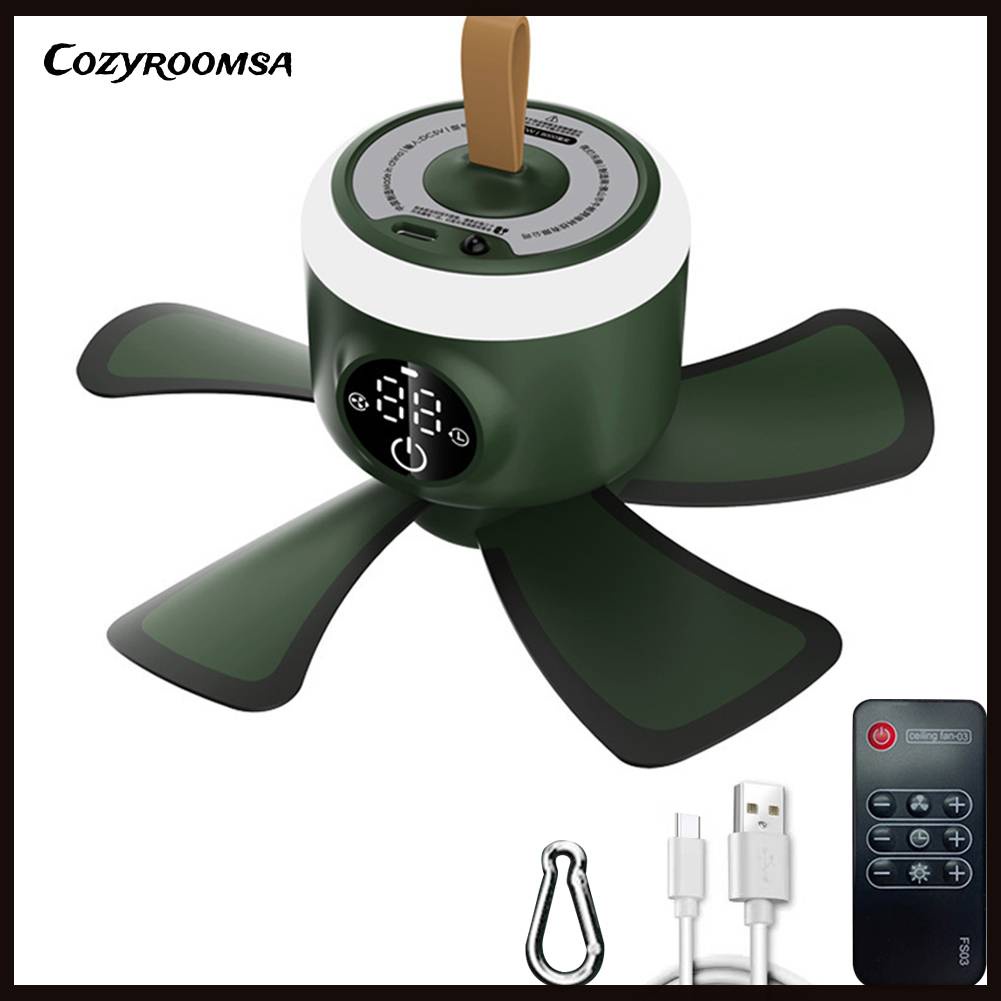 Quạt Trần Điều Khiển Từ Xa 8000mAh Sạc USB Có Đèn LED