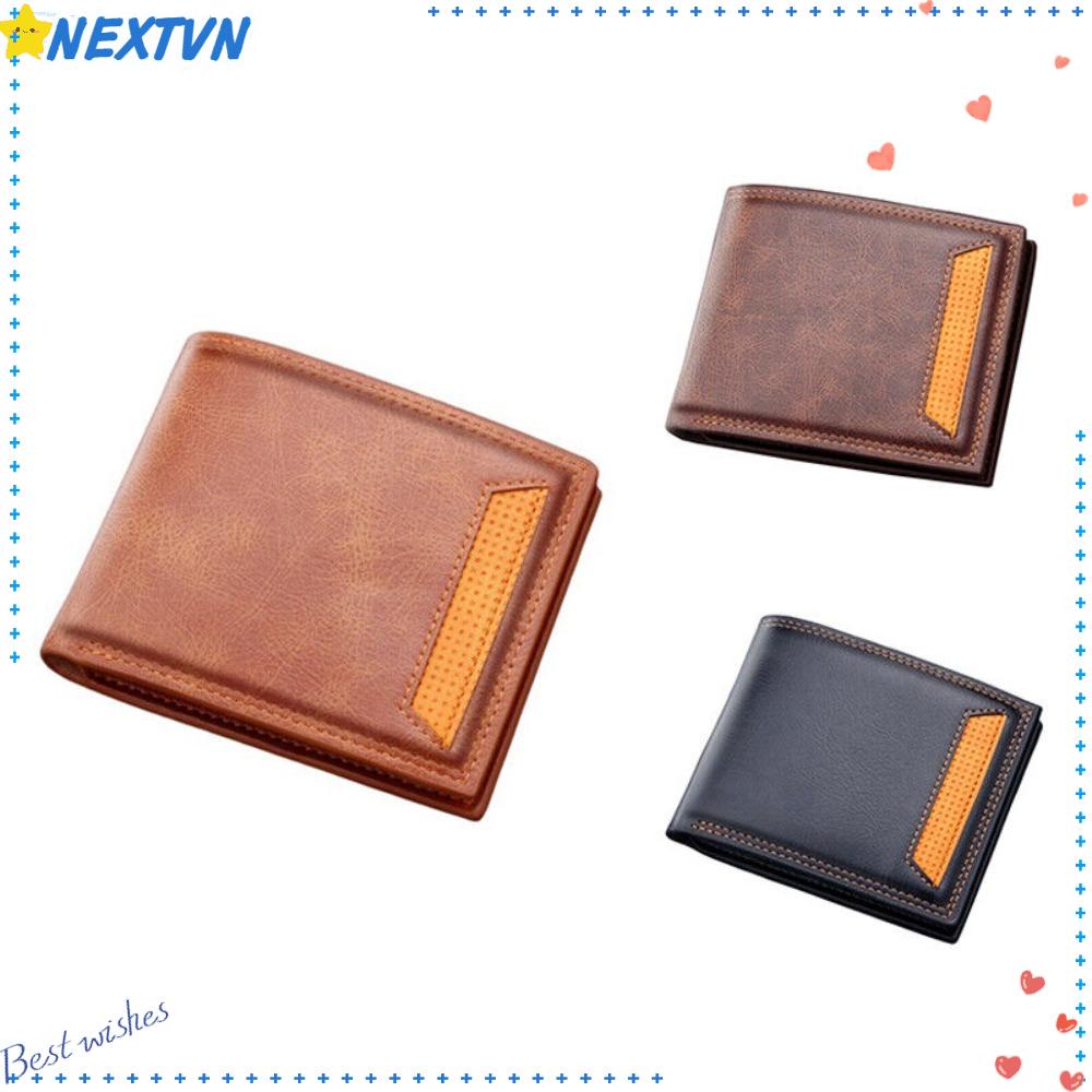 Nextvn Ví Nhiều Ngăn Đựng Thẻ Ngang Màu Trơn Phong Cách Âu Mỹ