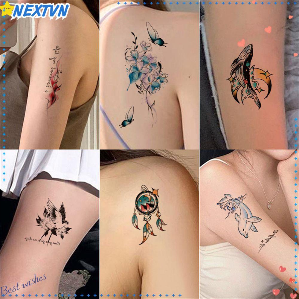 Hình Xăm Dán Cánh Tay / Cơ Thể Chống Thấm Nước Họa Tiết Hoa Và Bướm Vui Nhộn