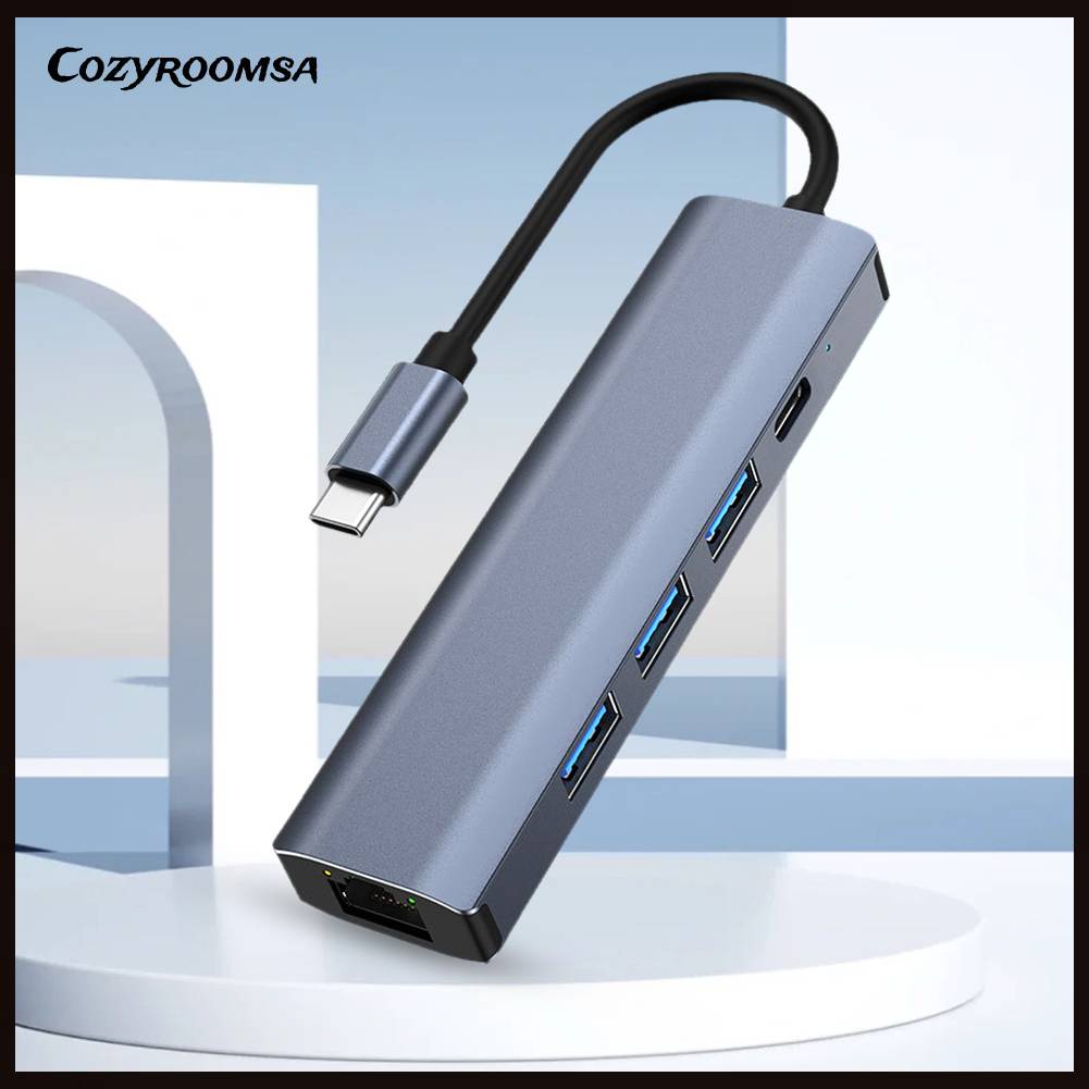 Hub 5 Trong 1 USB C Hub 100W PD 5Gbps Type C Sang USB 3.0 + Phụ Kiện Đi Kèm