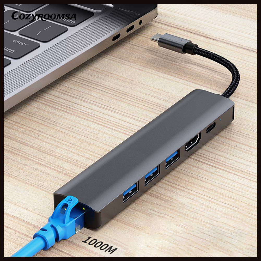 Trạm Kết Nối USB C Hub 6 Trong 1 100W PD 5Gbps Type C 4K 30HZ HDMI
