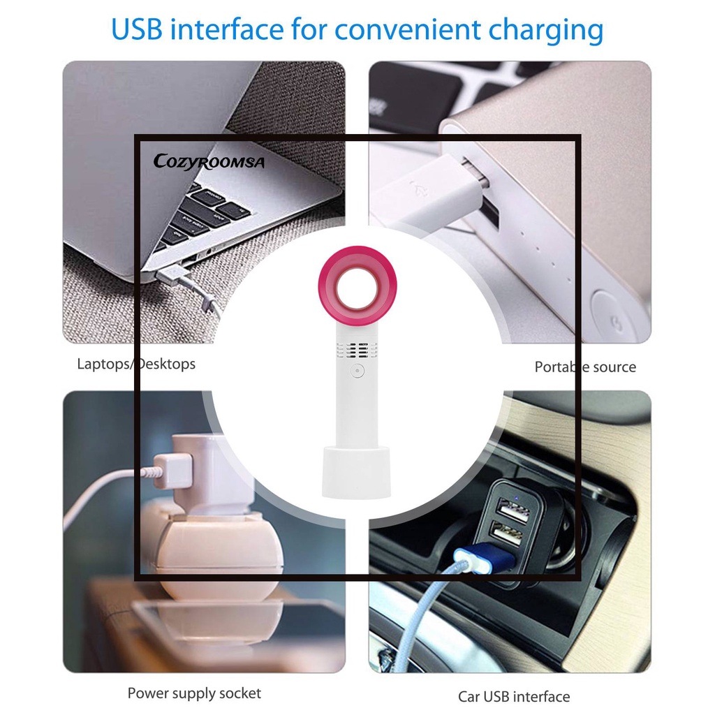 Quạt Mini Cầm Tay Không Cánh 3 Tốc Độ 1200mAh