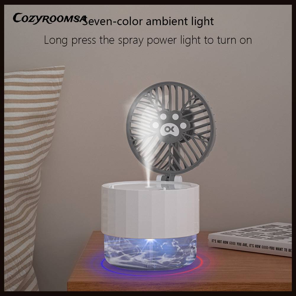 Quạt Làm Mát Không Khí USB Hình Mèo Dễ Thương Có Đèn Ngủ