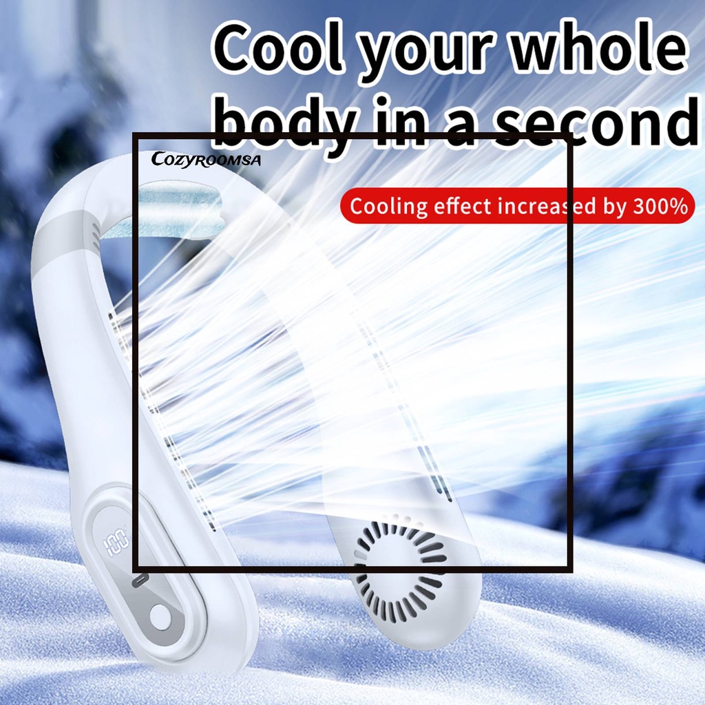 Quạt Làm Mát Đeo Cổ Không Cánh 3 Tốc Độ 3000mAh Màn Hình LED Kỹ Thuật Số