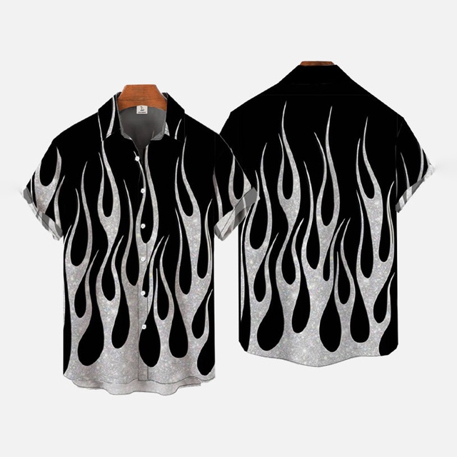 Áo Sơ Mi Nam Tay Ngắn In Hình 3D Cá Tính