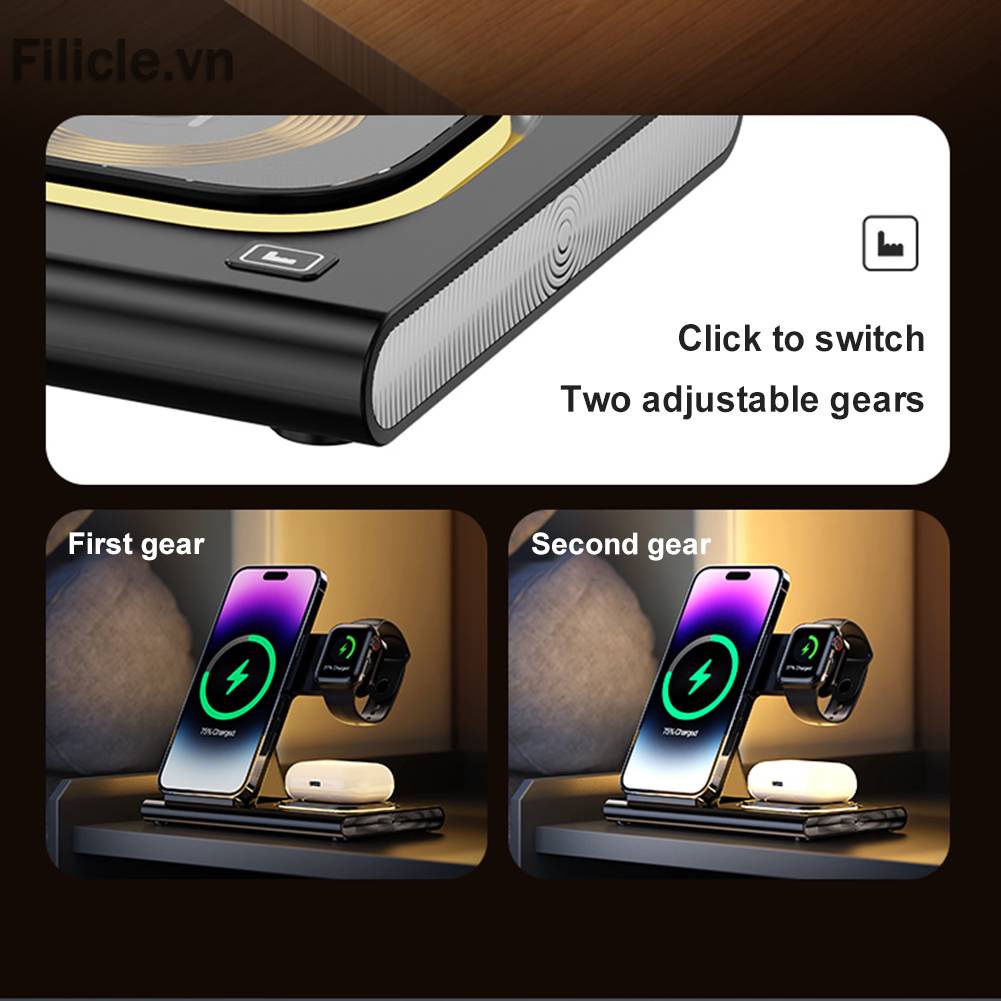 Đế Sạc Nhanh Không Dây 3 Trong 1 Cho iPhone Apple Watch
