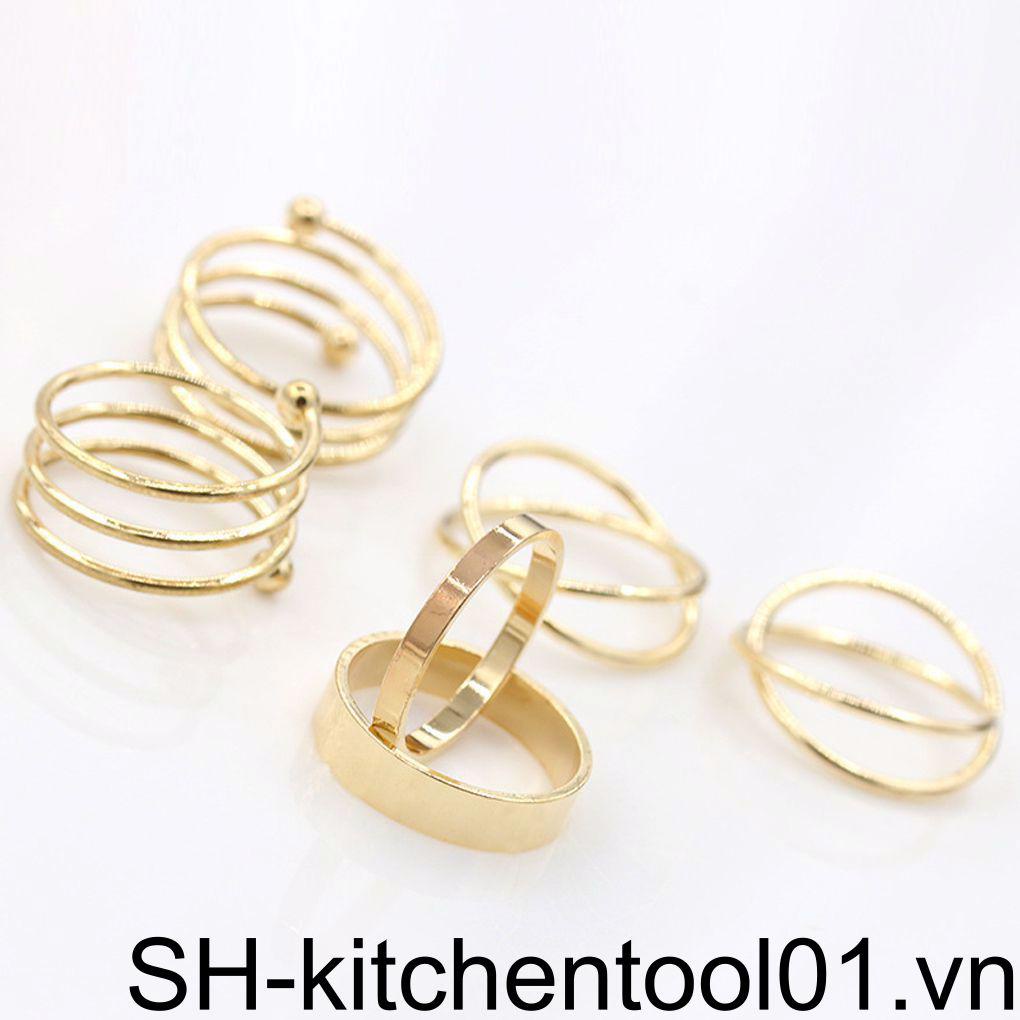 Set 6 Nhẫn Đeo Khớp Ngón Tay Thiết Kế Đơn Giản Thời Trang