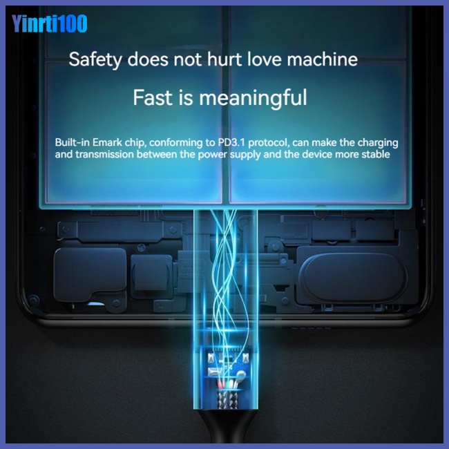 Dây Cáp Sạc Nhanh Yinrti PD240W Hai Đầu Có Chip C Đực Sang C Cái Cho Cáp Sạc Truyền Dữ Liệu