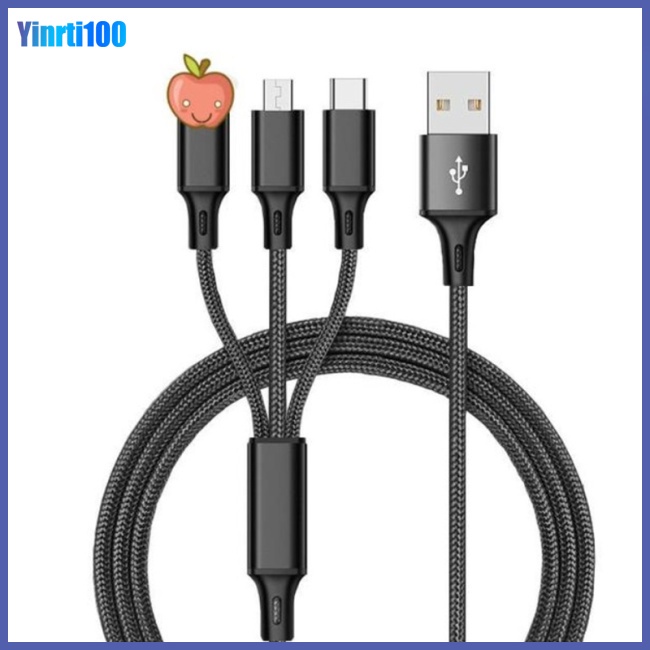 Dây Cáp Sạc Nhanh 2a Lõi Đồng 3 Trong 1 Chống Trầy Xước Dành Cho Điện Thoại Di Động